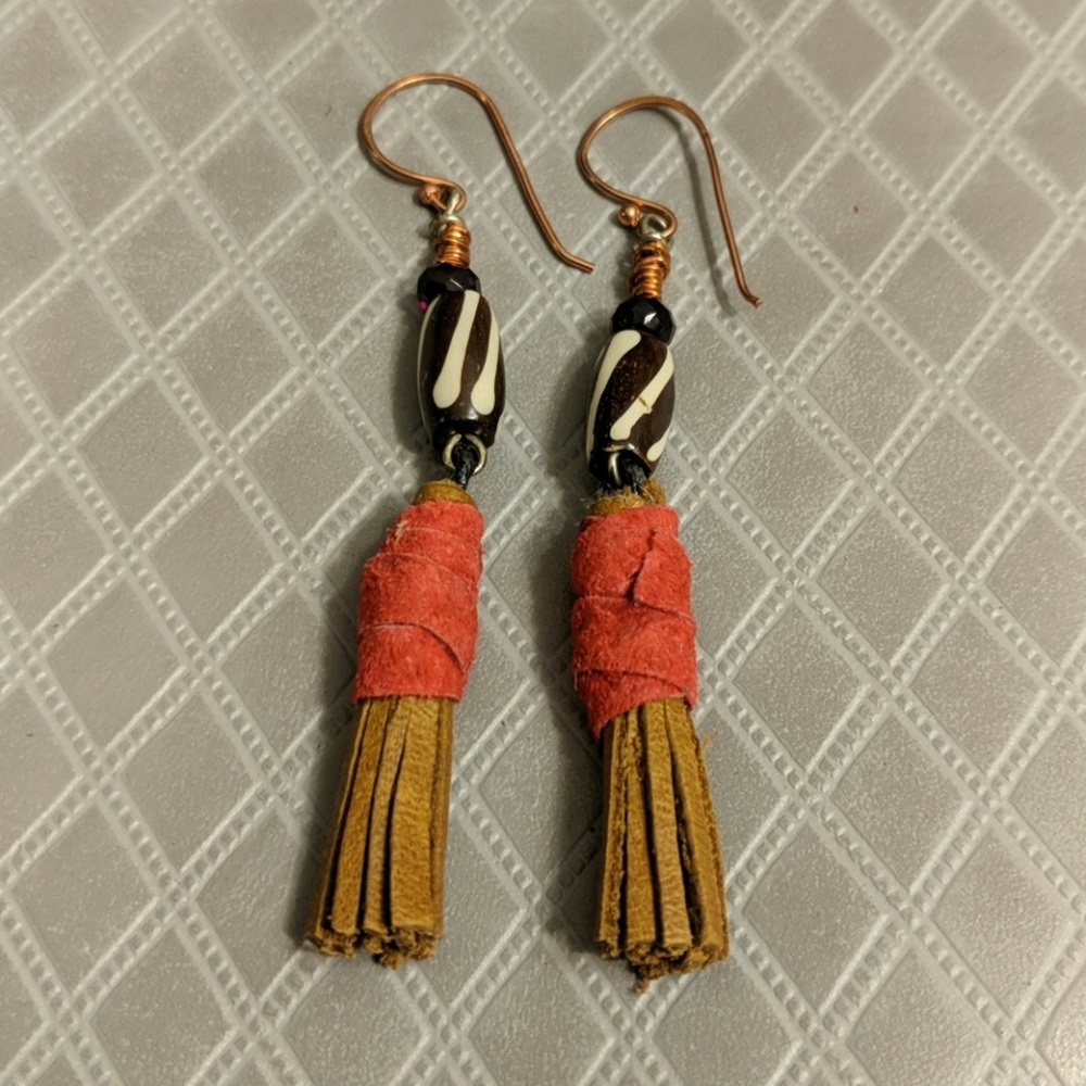 Artisan leather earrings